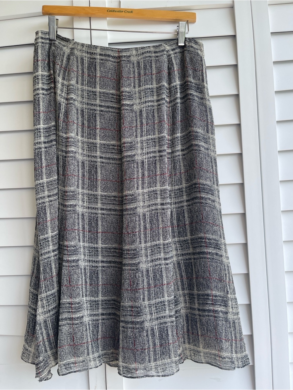 AK Anne Klein 100% Silk Plaid Midi Skirt Size 10 - Picture 3 of 13